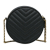 Saint Laurent Black Grain De Poudre Matelasse Chevron Quilted Round Vinyle Camera Bag Italy