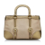 Prada AB Prada Brown Beige with Gold Nylon Fabric Saffiano-Trimmed Tessuto Satchel Italy