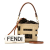 Fendi AB Fendi Brown Light Beige Straw Natural Material Mini and Canvas Zucca Step Out Bag Italy