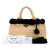 Prada B Prada Brown Beige Raffia Natural Material Small Pompom Satchel Italy