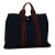 Hermès B Hermès Blue Navy with Brown Canvas Fabric Fourre Tout MM France