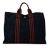 Hermès B Hermès Blue Navy with Brown Canvas Fabric Fourre Tout MM France