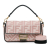 Fendi AB Fendi Pink Light Pink Canvas Fabric Zucca Embroidered Baguette Satchel Italy