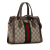 Gucci B Gucci Brown Beige Coated Canvas Fabric Small GG Supreme Ophidia Satchel Italy