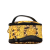 Versace B Versace Yellow with Black Coated Canvas Fabric Barocco Leopard Vanity Bag Italy