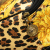 Versace B Versace Yellow with Black Coated Canvas Fabric Barocco Leopard Vanity Bag Italy