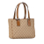 Gucci B Gucci Brown Beige Canvas Fabric GG Tote Italy