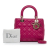 Christian Dior B Dior Pink Dark Pink Lambskin Leather Leather Medium Lambskin Cannage Lady Dior Italy