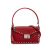 Prada B Prada Red Saffiano Leather Studded Sound Lock Satchel Italy