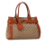 Gucci B Gucci Brown Beige Canvas Fabric GG Running Tote Italy