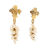 Chanel AB Chanel Gold Gold Plated Metal Cross Pearl Drop Clip On Earrings France