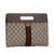 Gucci B Gucci Brown Beige Coated Canvas Fabric GG Supreme Web Ophidia Slip Handle Bag Italy