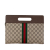 Gucci B Gucci Brown Beige Coated Canvas Fabric GG Supreme Web Ophidia Slip Handle Bag Italy