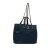 Chanel B Chanel Blue Navy with Black Straw Natural Material CC and Caviar Drawstring Shopping Tote Italy