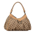 Gucci B Gucci Brown Beige Canvas Fabric GG Abbey D-Ring Shoulder Bag Italy