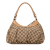 Gucci B Gucci Brown Beige Canvas Fabric GG Abbey D-Ring Shoulder Bag Italy