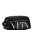 Valentino AB Valentino Black Calf Leather VLTN Wash Bag Italy