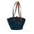 Saint Laurent B Saint Laurent Blue with Brown Raffia Natural Material Small Panier Tote Madagascar