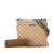 Gucci B Gucci Brown Beige Canvas Fabric GG Web Crossbody Italy