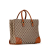 Gucci B Gucci Brown Beige Canvas Fabric GG Nailhead Tote Italy