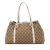 Gucci B Gucci Brown Light Brown Canvas Fabric GG Twins Tote Italy