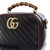 Gucci B Gucci Black Calf Leather Small GG Marmont Torchon Bamboo Satchel Italy