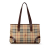 Burberry B Burberry Brown Beige Coated Canvas Fabric Haymarket Check Tote United Kingdom