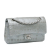 Chanel AB Chanel Silver Calf Leather Medium Glazed skin Grommet Embellished Airline Double Flap France