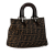 Fendi B Fendi Brown Canvas Fabric Zucca Twins Tote Italy