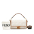 Fendi AB Fendi White Canvas Fabric Medium Embroidered Baguette Italy