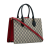 Gucci B Gucci Brown Beige with Black Coated Canvas Fabric Medium GG Supreme Convertible Tote Italy