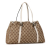 Gucci B Gucci Brown Light Brown Canvas Fabric GG Twins Tote Italy