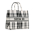 Christian Dior AB Dior White Ivory with Black Canvas Fabric Large Check'n'Dior Book Tote Italy