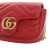 Gucci AB Gucci Red Calf Leather Super Mini GG Marmont Matelasse Crossbody Bag Italy