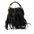 Saint Laurent AB Saint Laurent Black Calf Leather Small Emmanuelle Fringe Bucket Bag Italy