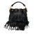 Saint Laurent AB Saint Laurent Black Calf Leather Small Emmanuelle Fringe Bucket Bag Italy