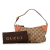 Gucci B Gucci Brown Beige Canvas Fabric GG Web Handbag Italy