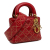 Christian Dior B Dior Red Lambskin Leather Leather Mini Lambskin Cannage Studded Supple Lady Dior Italy