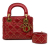 Christian Dior B Dior Red Lambskin Leather Leather Mini Lambskin Cannage Studded Supple Lady Dior Italy