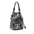 Tom Ford AB Tom Ford Silver with Black Goatskin Leather Metallic Croc Embossed Drawstring Bucket Bag Italy