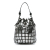 Tom Ford AB Tom Ford Silver with Black Goatskin Leather Metallic Croc Embossed Drawstring Bucket Bag Italy