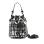 Tom Ford AB Tom Ford Silver with Black Goatskin Leather Metallic Croc Embossed Drawstring Bucket Bag Italy