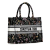 Christian Dior AB Dior Black Canvas Fabric Medium Embroidered Herbarium Book Tote Italy