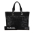 Chanel AB Chanel Black Coated Canvas Fabric Large Paris Biarritz Tote Italy