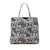 Chanel B Chanel Gray with Silver Nylon Fabric Small Cat Emoticon Shopping Tote Italy