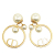 Christian Dior AB Dior Gold Pearl with White Pearl Gold Plated Metal Faux Pearl CD Earrings Italy