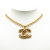 Chanel B Chanel Gold Gold Plated Metal Quilted CC Pendant Necklace France