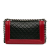 Chanel B Chanel Black with Red Lambskin Leather Leather Medium Bicolor Lambskin Boy Flap France