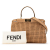 Fendi AB Fendi Brown Beige Calf Leather Medium Peekaboo Iconic Matisse Intreccio Satchel Italy