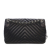 Chanel B Chanel Black Calf Leather CC Chevron skin Round Flap Italy